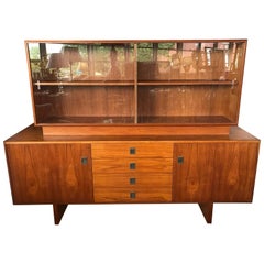 Scandinavian Danish Modern Teak China Cabinet Display Case Sideboard