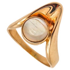 Scandinavian Danish Ring in 14Kt Yellow Gold with 2 Cts in Carats Eye Moonstone