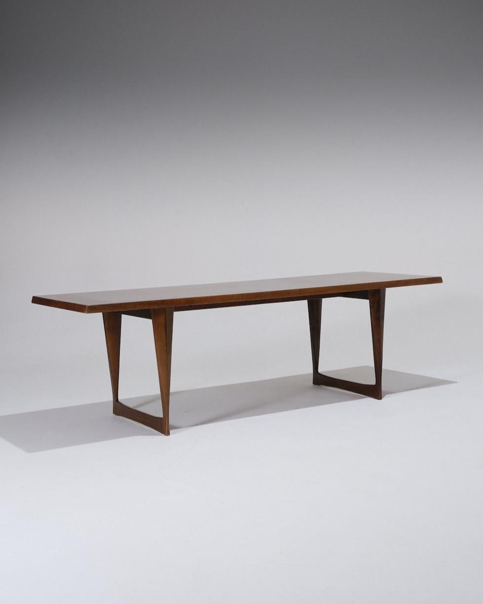 Mid-Century Modern Scandinavian Dark Wood Coffee Table, 1960s For Sale