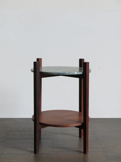 Scandinavian Dark Wood Marble Coffee Table, 1950s
