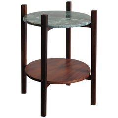 Scandinavian Dark Wood Marble Coffee Table, 1950s Scandinavian Dark Wood Marble Coffee Table, 1950s