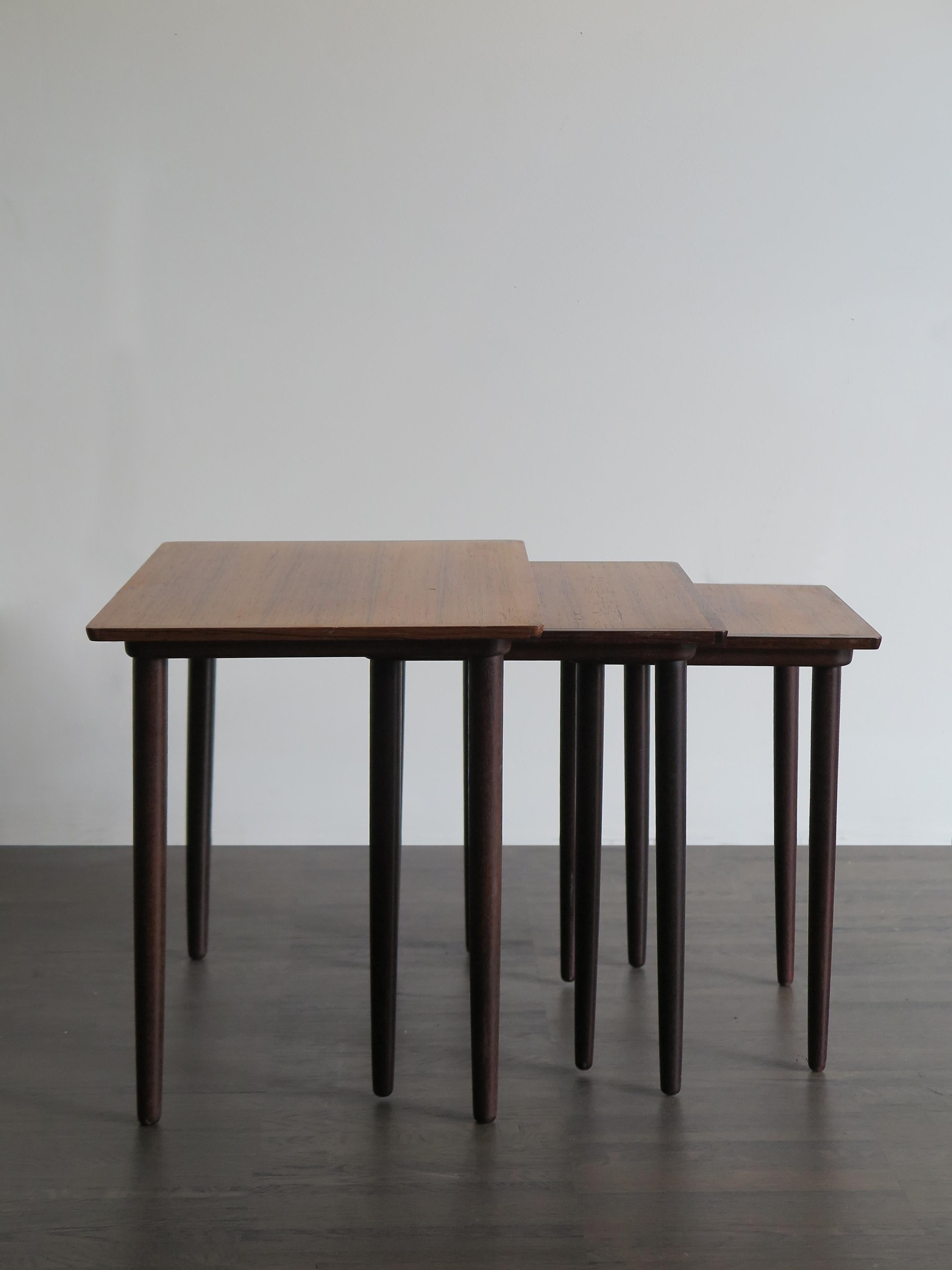 Scandinavian Modern Scandinavian Dark Wood Nesting Tables Set, 1960s