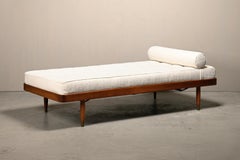 Scandinavian Daybed in stained Wood and Fabric for Horsens Møbelfabrik, Denmark