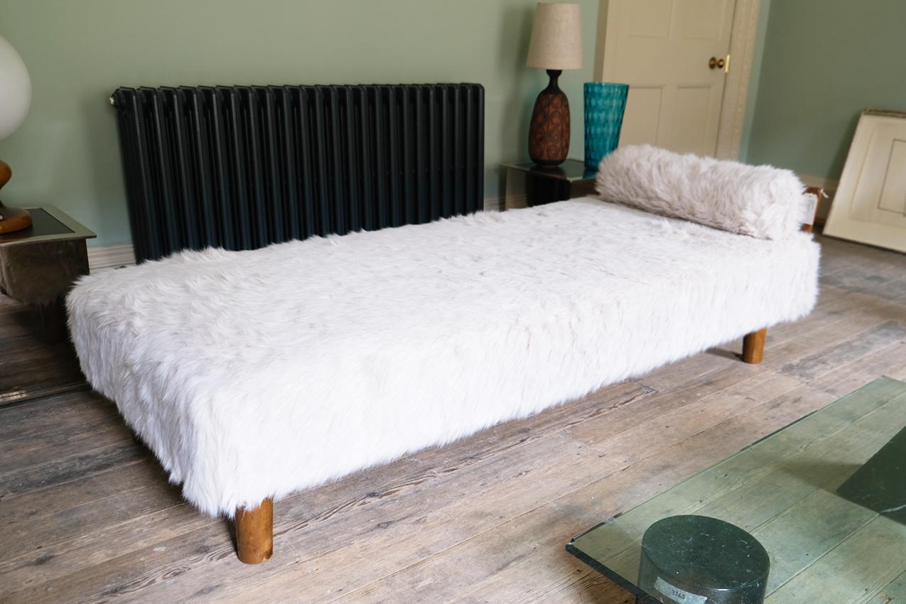 20th Century Scandinavian Daybed with Stained Beech Frame and Fabric Upholstered