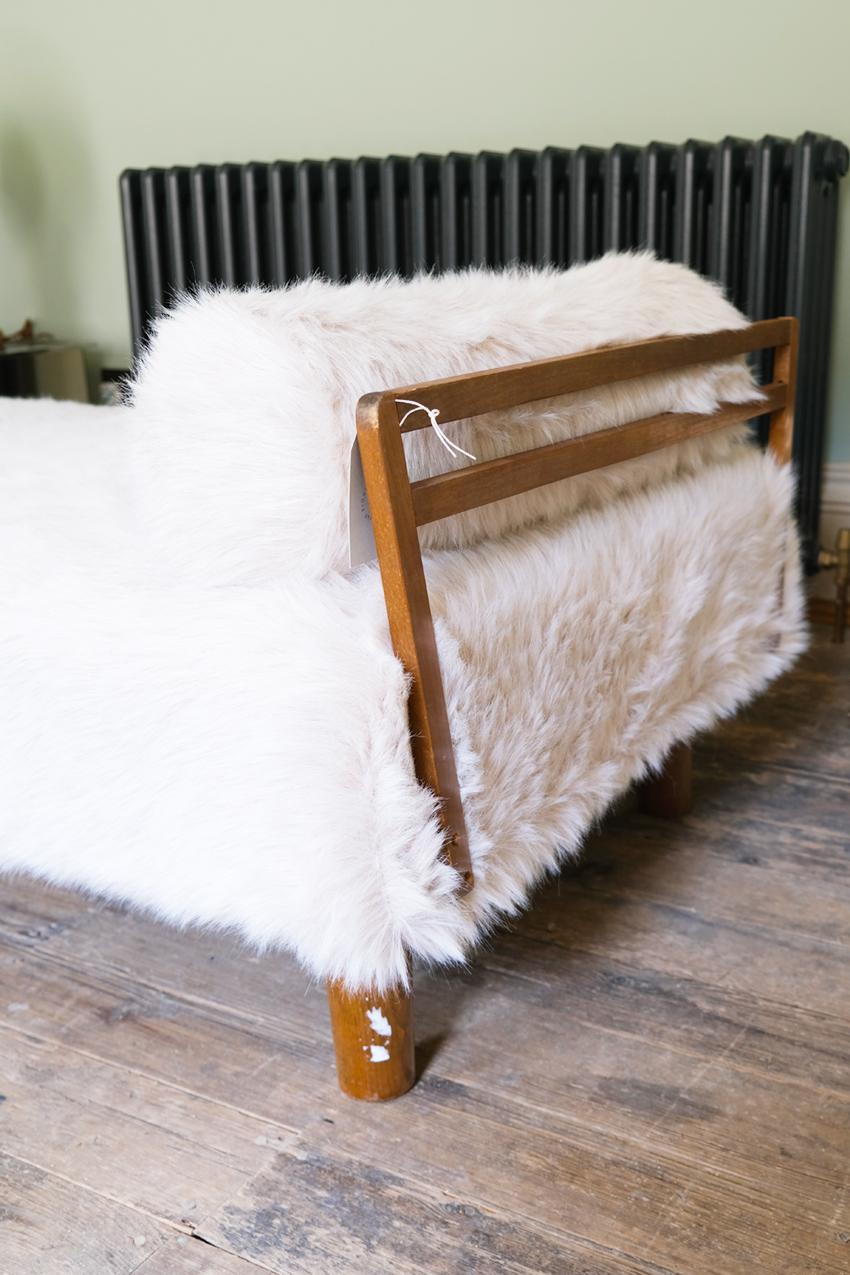 Scandinavian Daybed with Stained Beech Frame and Fabric Upholstered 1