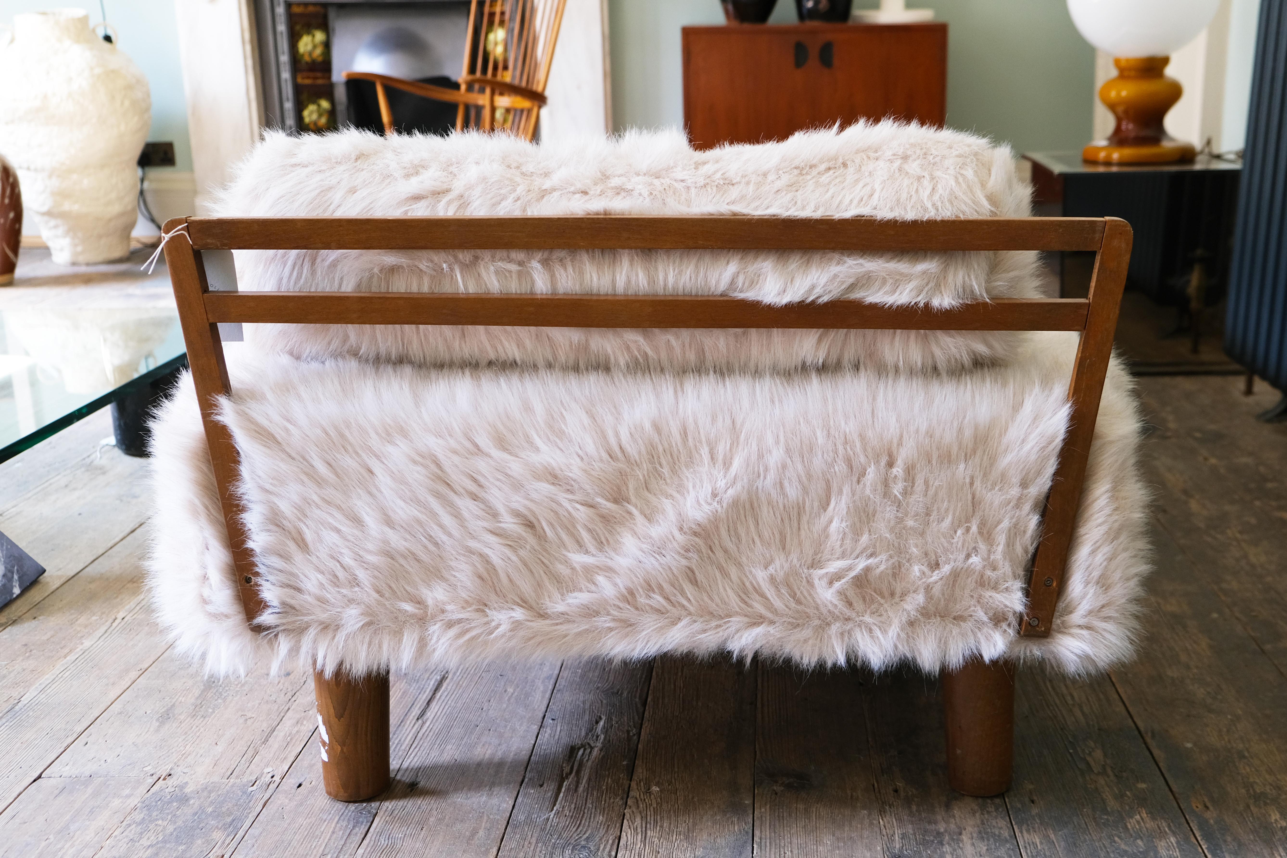 Scandinavian Daybed with Stained Beech Frame and Fabric Upholstered 2