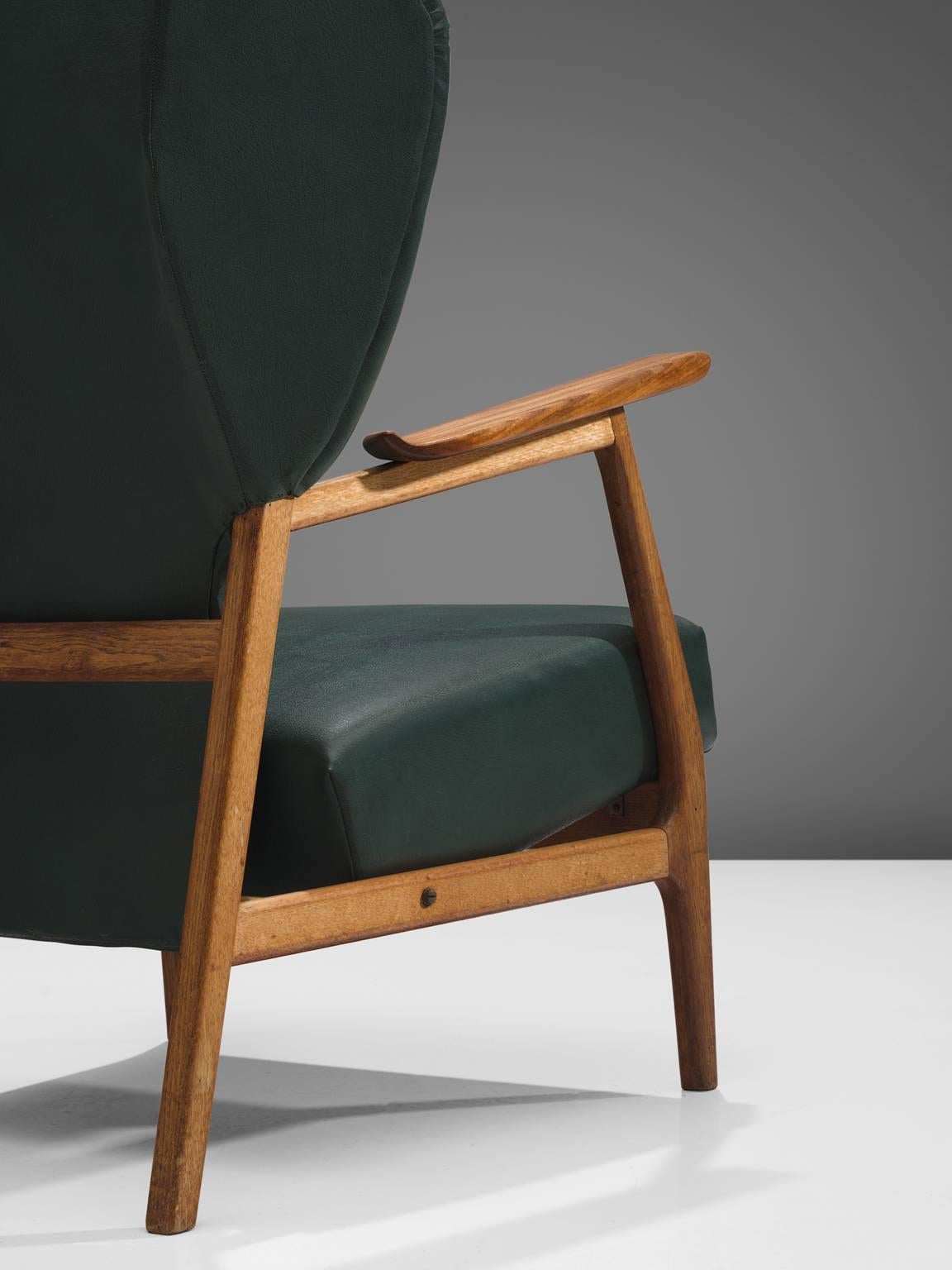 Scandinavian Modern Scandinavian Deep Green Wingback Chair