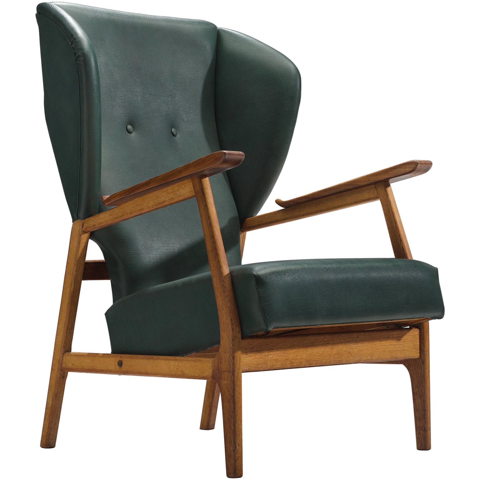 Scandinavian Deep Green Wingback Chair