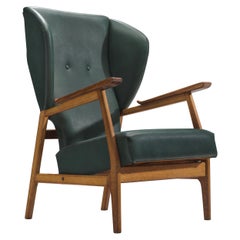 Scandinavian Deep Green Wingback Chair