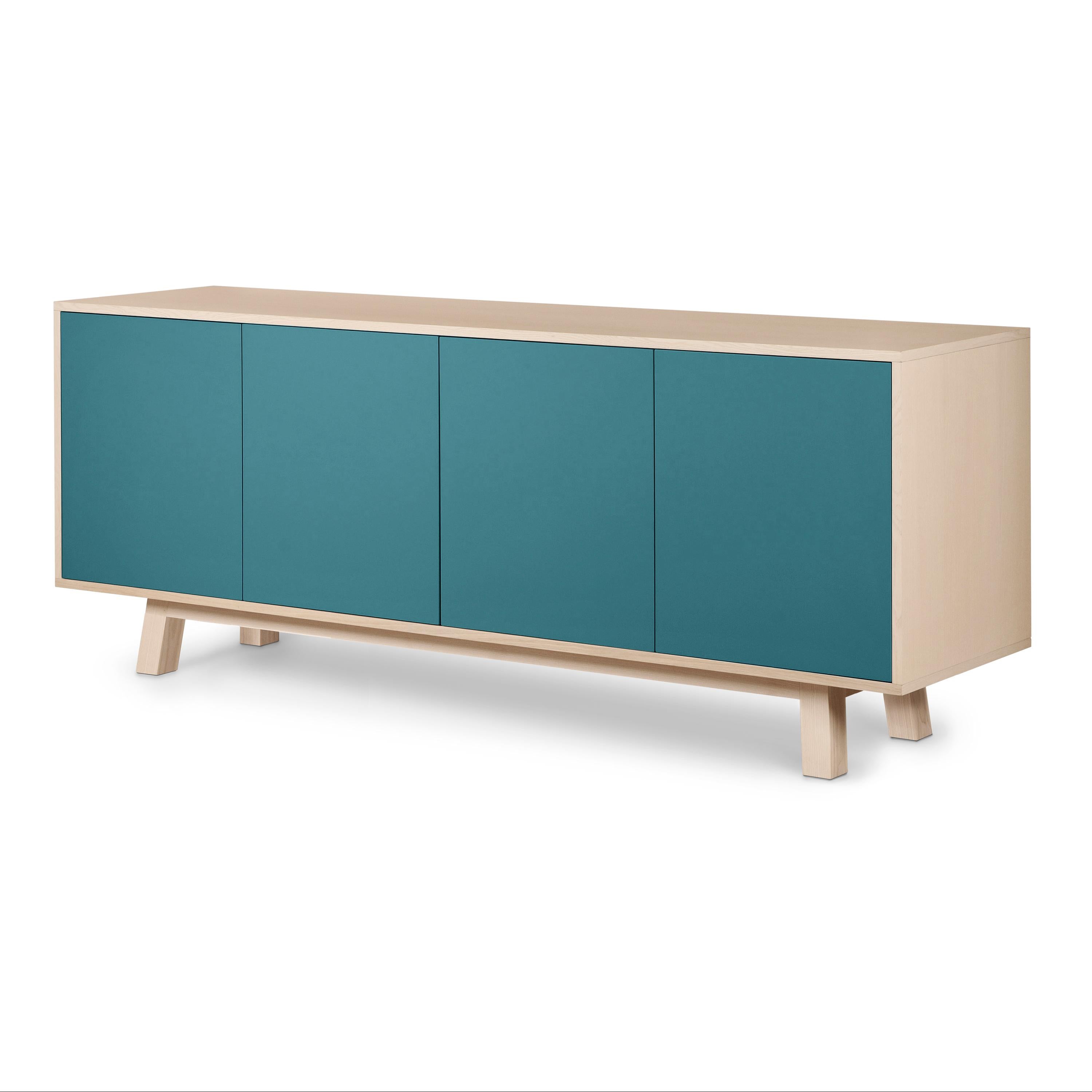 Scandinavian Design 4-Door Low Sideboard by Eric Gizard, Paris, made in France In New Condition For Sale In Landivy, FR