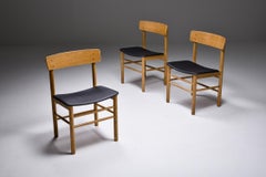 Scandinavian Design Børge Mogensen Modern Dining Chairs in Oak, 1960's