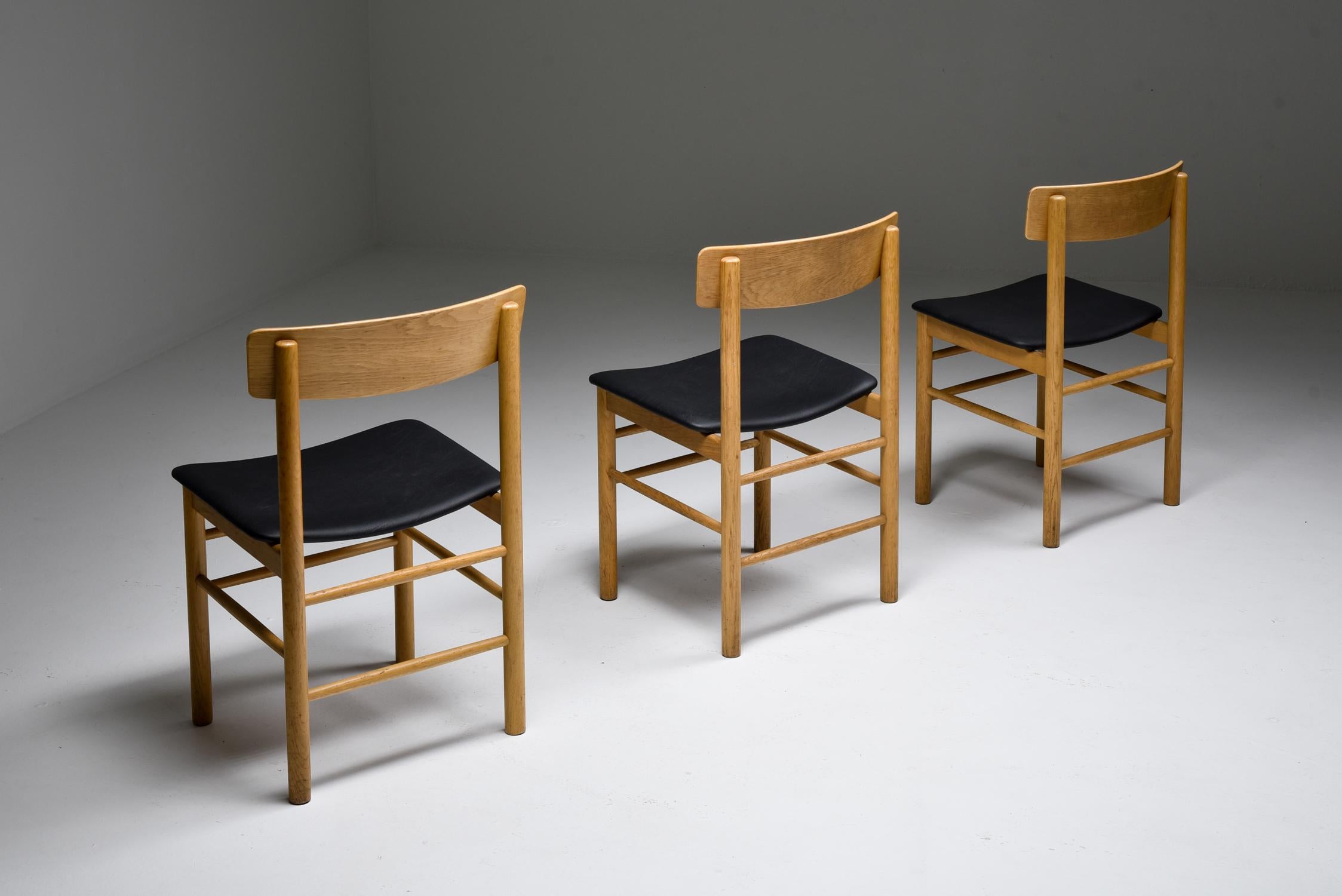 Mid-Century Modern Chaises de salle à manger modernes Brge Mogensen en chêne de design scandinave, années 1960 en vente