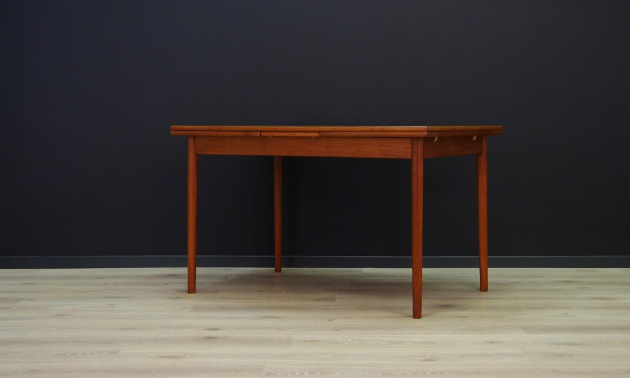 Mid-Century Modern Scandinavian Design Brown Dining Table Retro Teak, 1970s For Sale