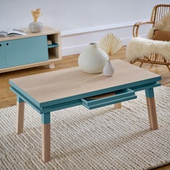 Mesa baja de diseño escandinavo de Eric Gizard en madera de fresno, 100% Made in France