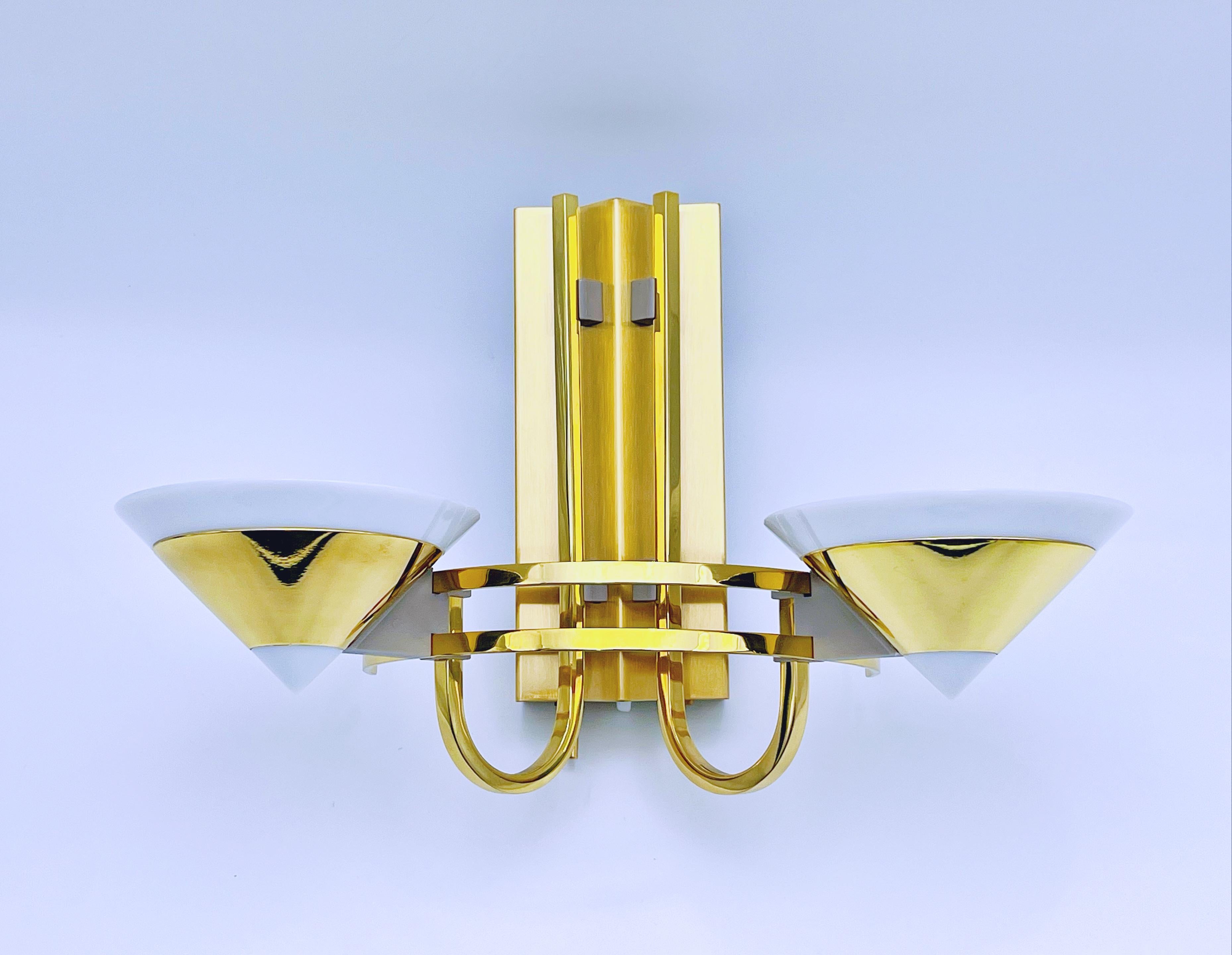 Bauhaus Scandinavian Design Functionalist Wall Lamp / Sconce, Brass For Sale