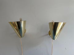 Scandinavian Design Gold Metal Pair of Sconces, 1970s, Sweden