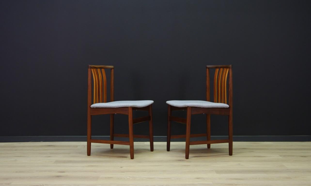 Late 20th Century Scandinavian Design Gray Chairs 1960s Teak For Sale