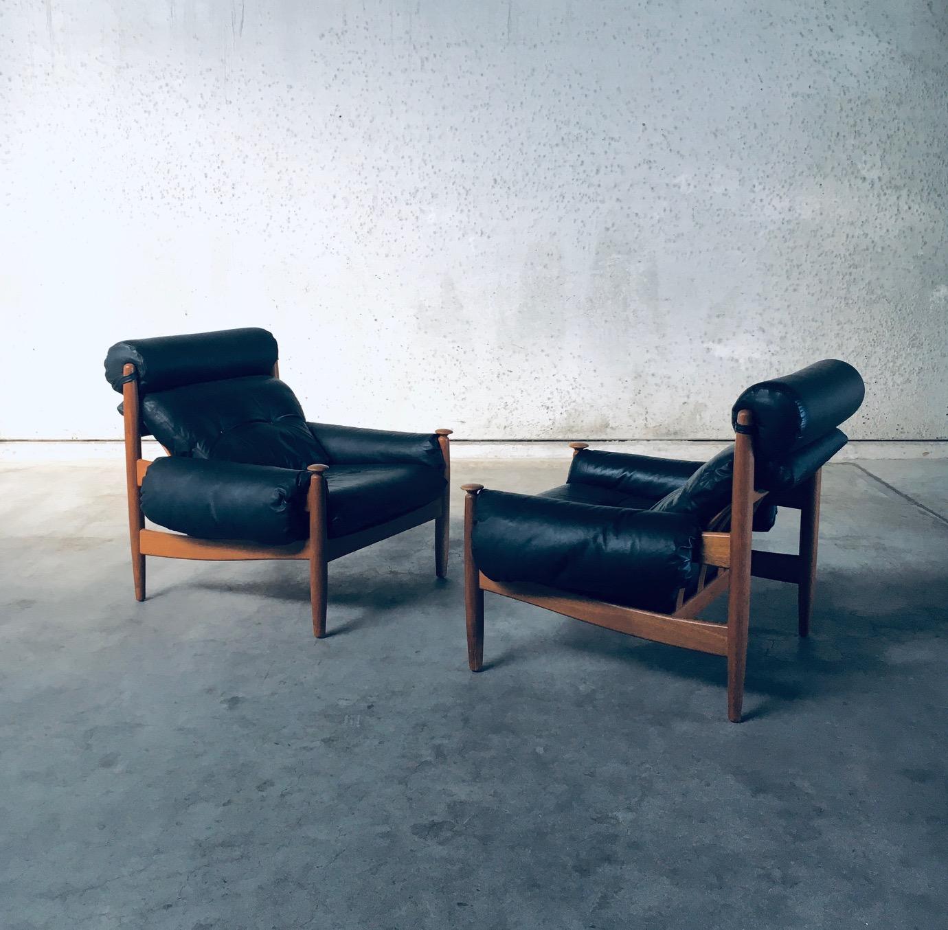 Leather Scandinavian Design Lounge Chairs by Eric Merthen for Ire Möbler, Sweden 1960's For Sale