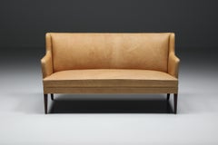Scandinavian Design, Nanna Ditzel Style Danish Sofa In Camel Leather, 1950's