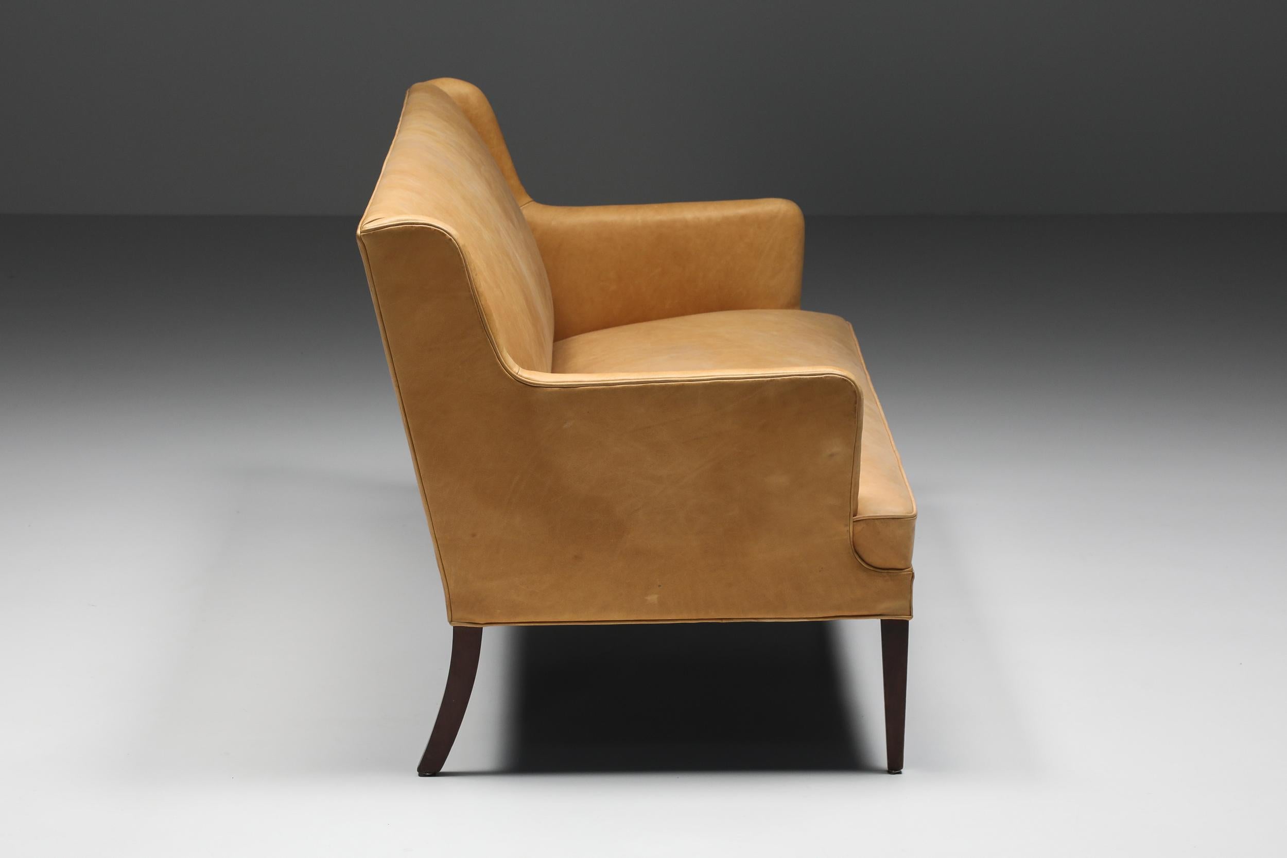 Scandinavian Design, Nanna Ditzel Style Danish Sofa In Camel Leather, 1950's In Excellent Condition In Antwerp, BE