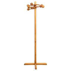 Scandinavian Design Pine Wood Free Standing Coat Rack