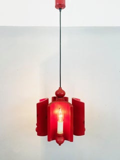 Scandinavian Design Red Pine 4-light Chandelier, Sweden 1970s