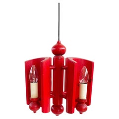 Scandinavian Design Red Pine 4-light Chandelier, Sweden 1970s