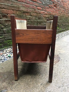 Scandinavian Design Rosewood and Leather Magazine Holder
