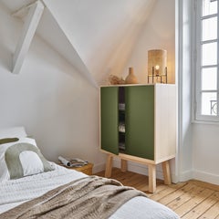 Scandinavian Design Shelf Cabinet in Solid Ash, 2 Doors 2 Shelves