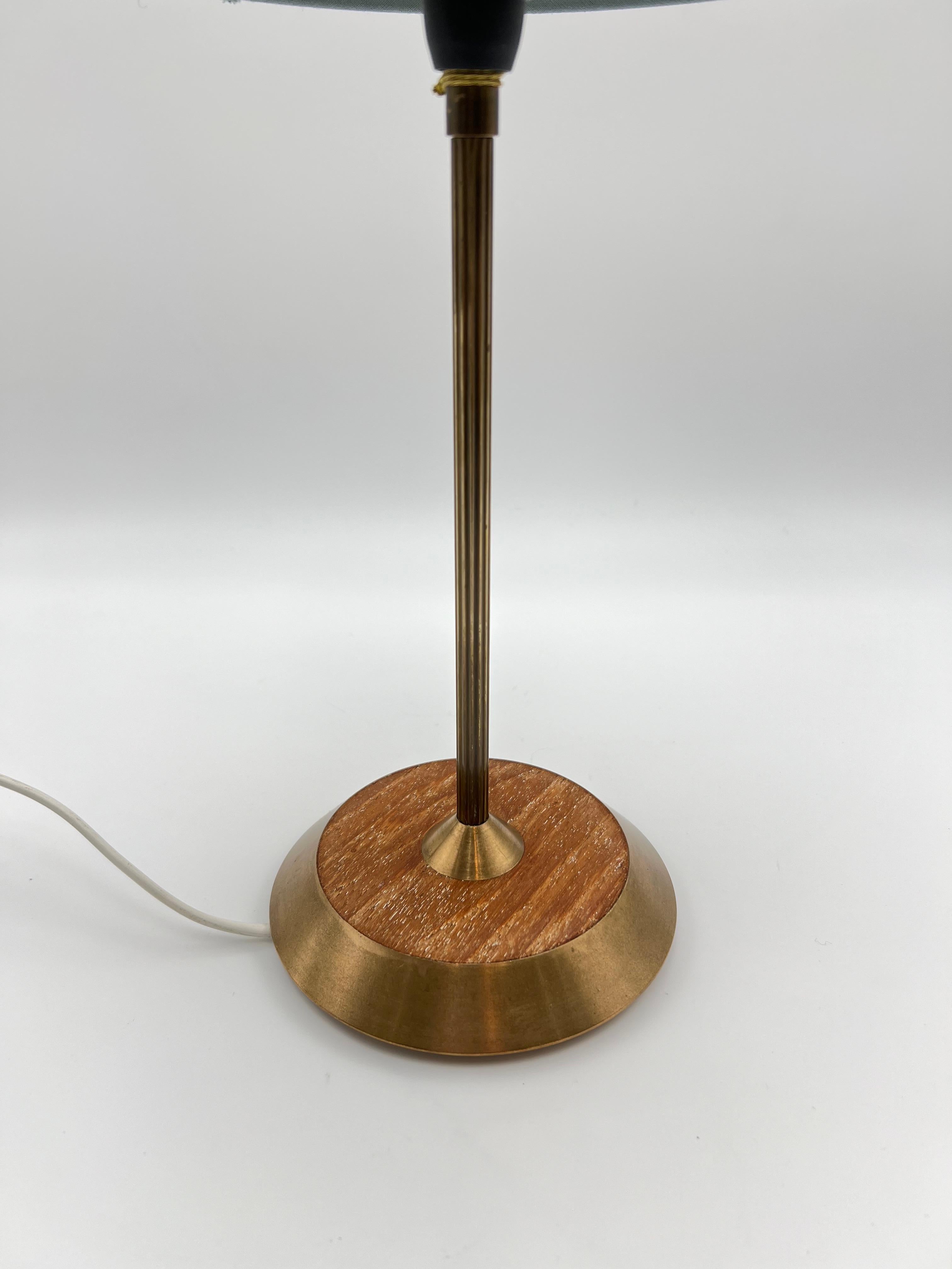 Scandinavian Design, SOLID Brass & Teak Table Lamp, 1960s For Sale 3