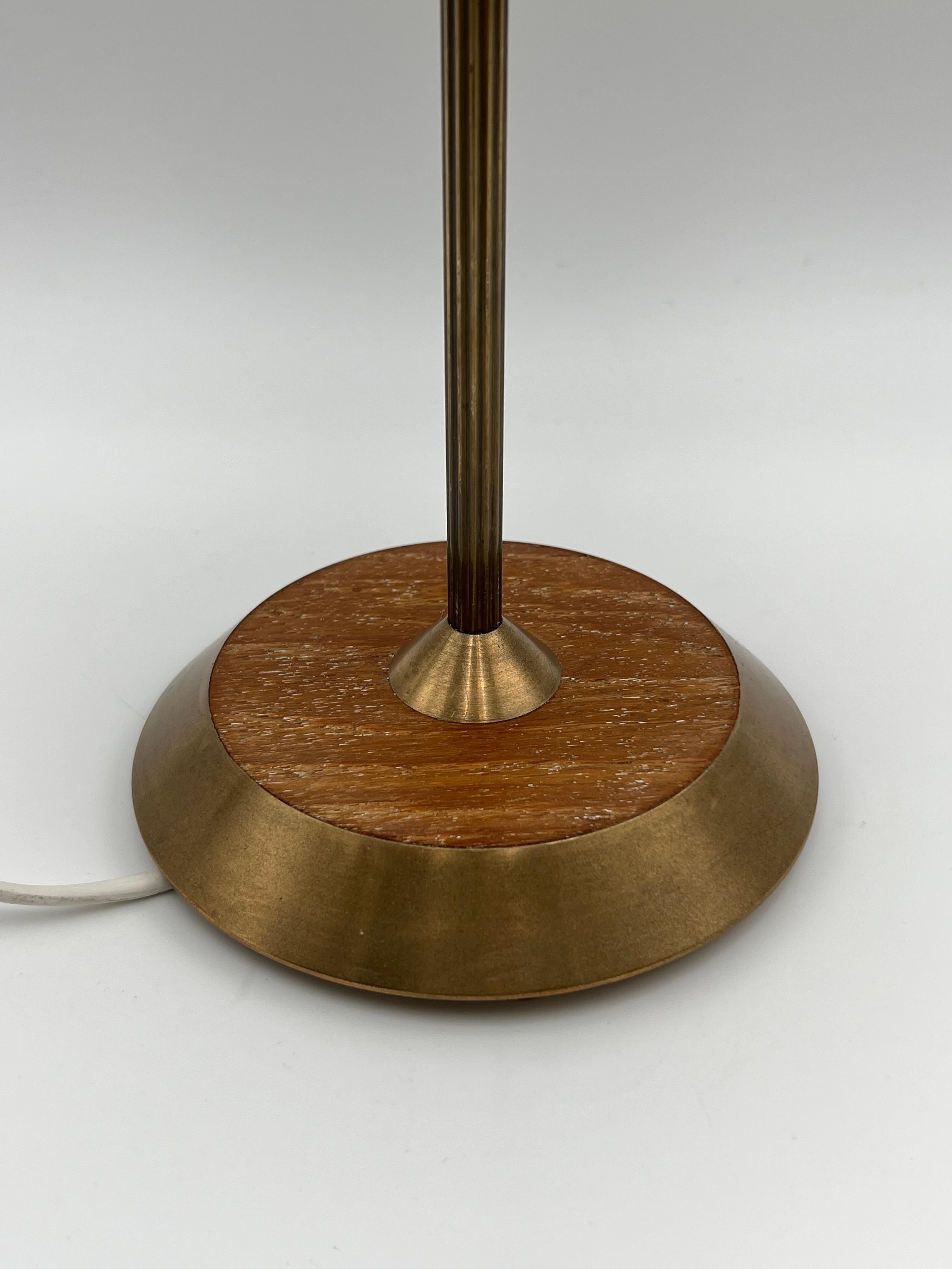 Scandinavian Modern Scandinavian Design, SOLID Brass & Teak Table Lamp, 1960s For Sale
