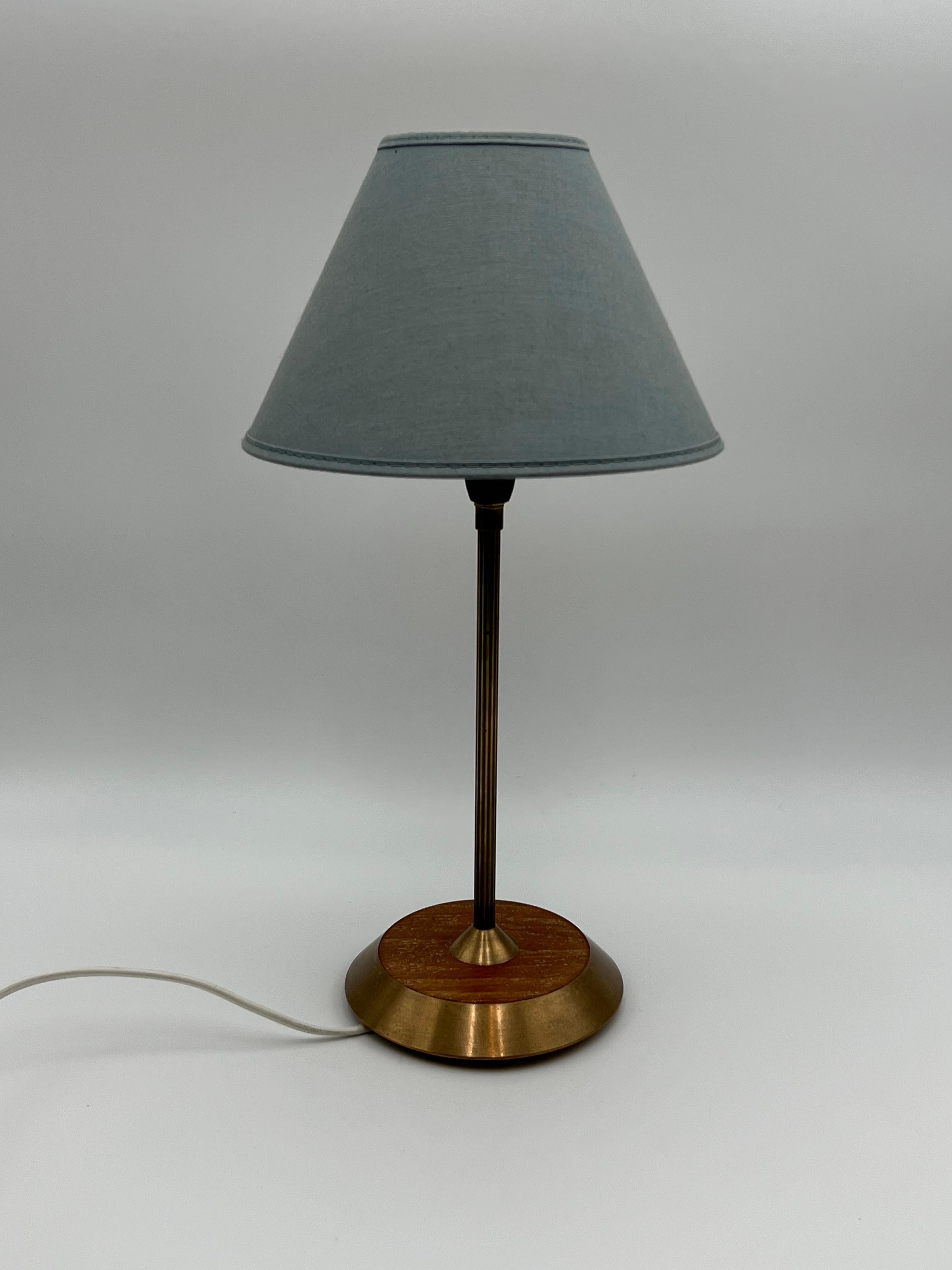 20th Century Scandinavian Design, SOLID Brass & Teak Table Lamp, 1960s For Sale