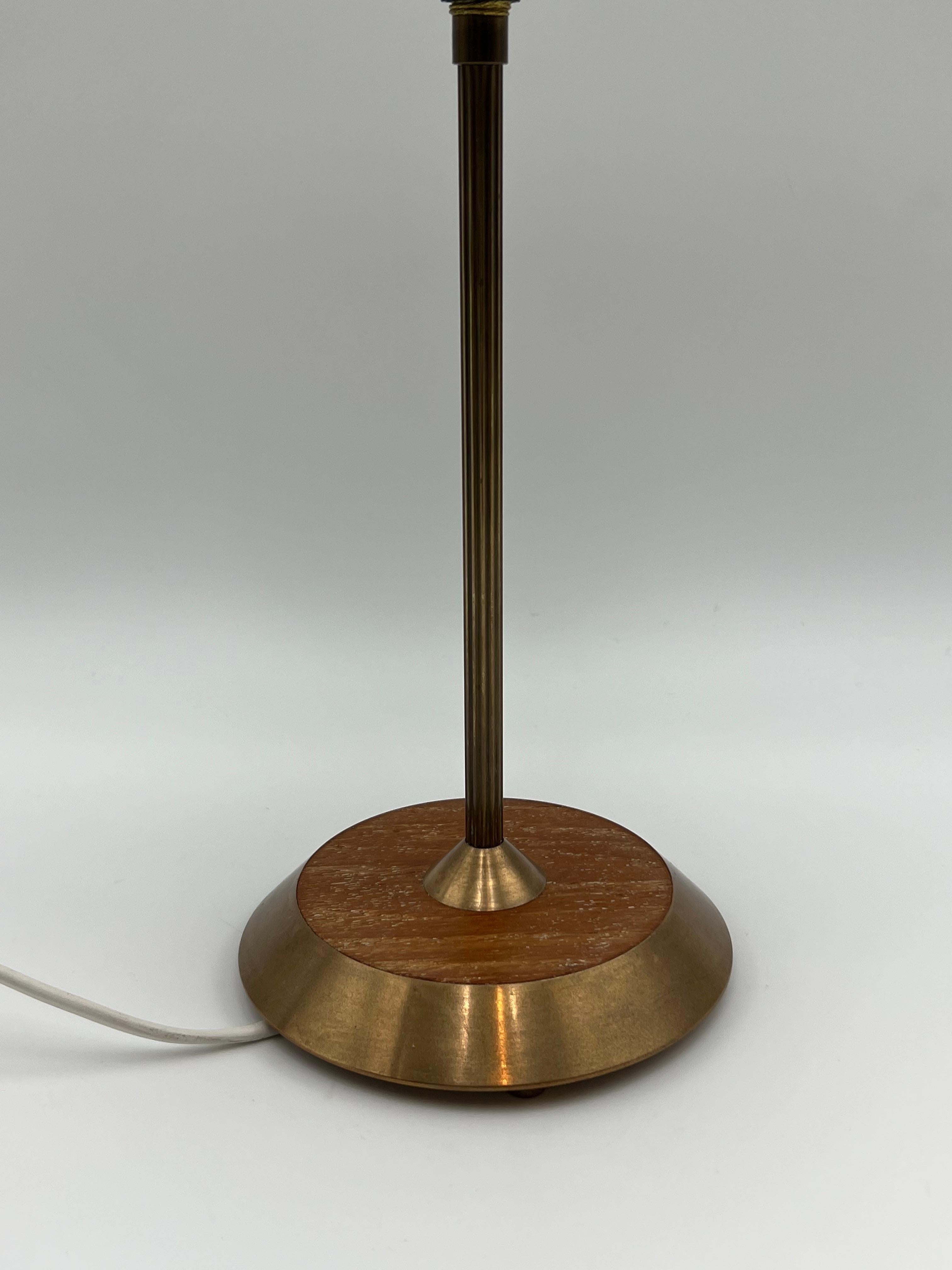 Scandinavian Design, SOLID Brass & Teak Table Lamp, 1960s For Sale 1