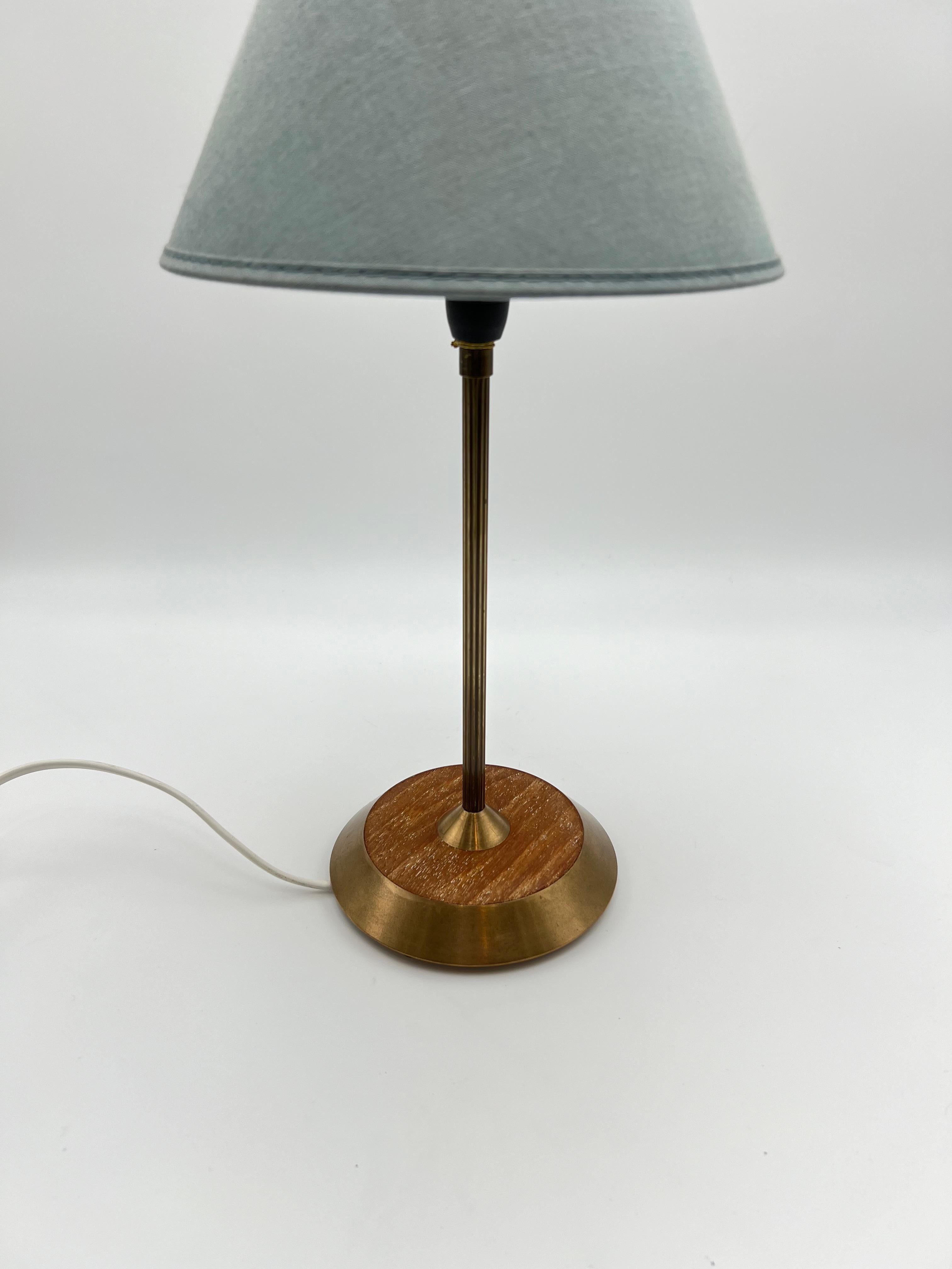 Scandinavian Design, SOLID Brass & Teak Table Lamp, 1960s For Sale 2