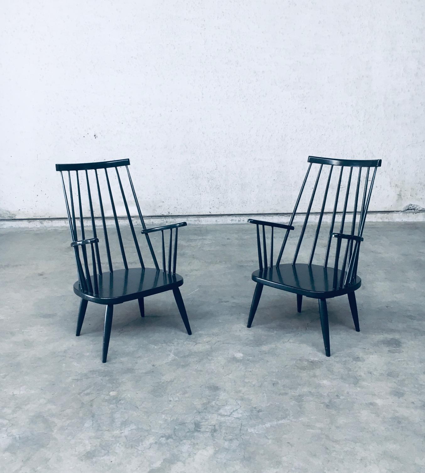Danish Scandinavian Design Spindle Back Lounge Chair Set, Denmark 1960's For Sale