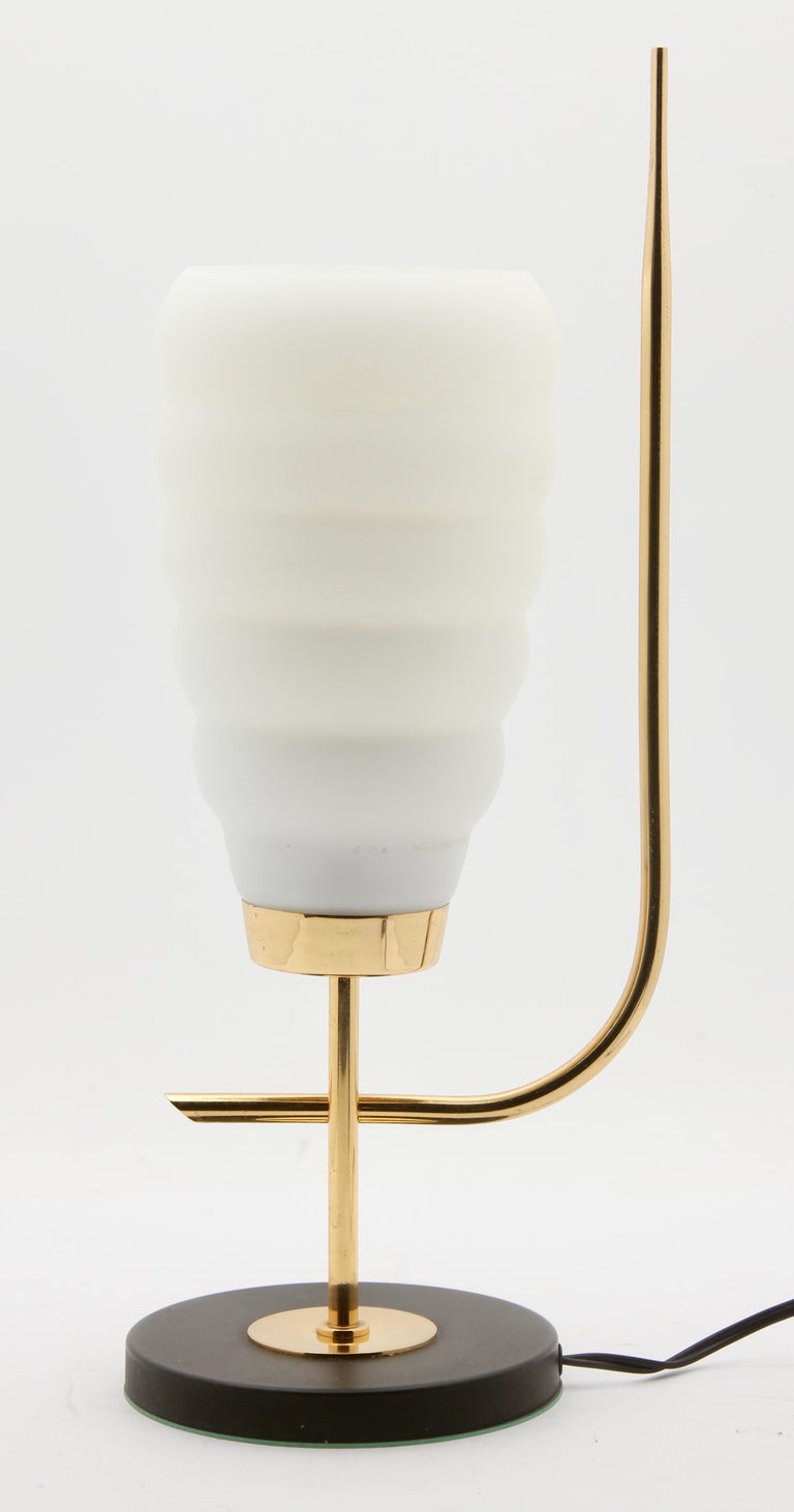 Scandinavian Design Table Lamp with MilkWhite Glass Shade and Brass
