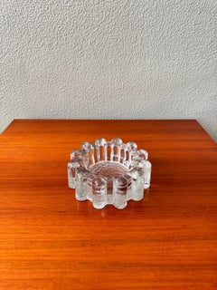 Scandinavian Design Textured Glass Ashtray, Pukeberg Sweden 1960s