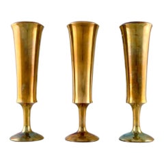 Scandinavian Design, Three Vases in Brass, 1960s