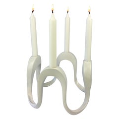 Scandinavian Design White Snake Candelabra 