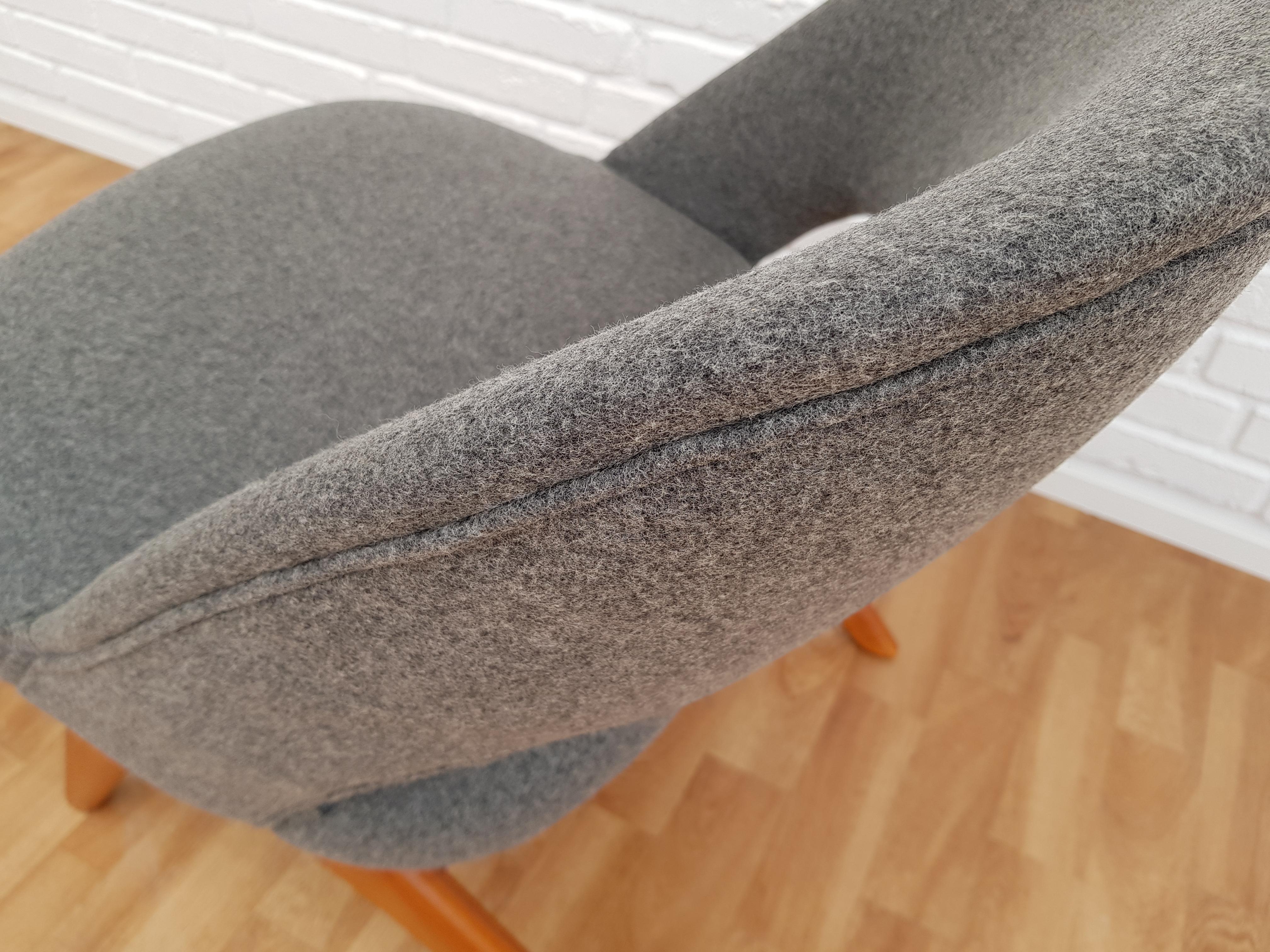 Scandinavian Design, Armchair, 1970s, Wool, Beech, Completely Restored ...