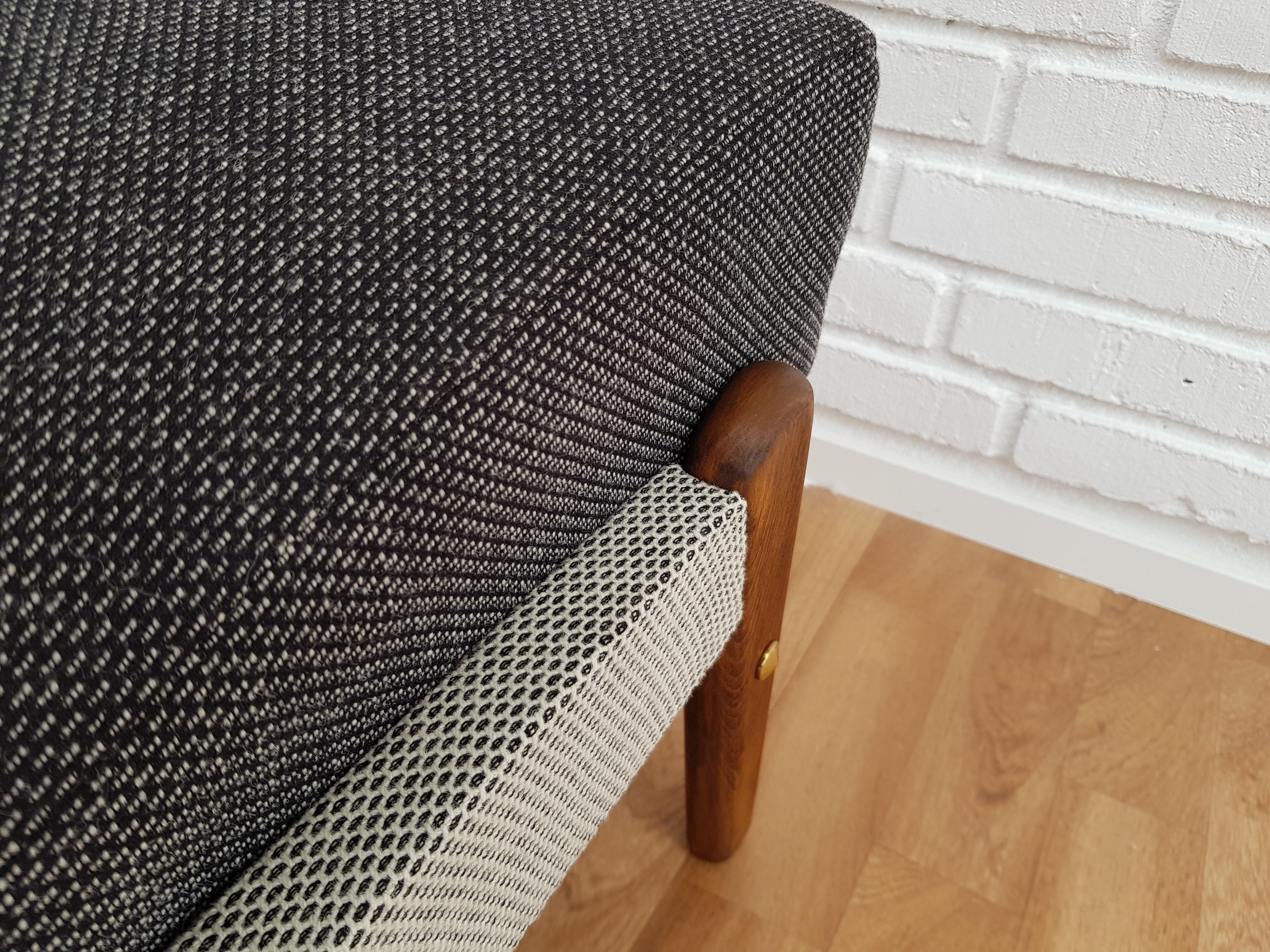 Scandinavian Armchair 1960s-1970s, Wool, Completely Restored 3