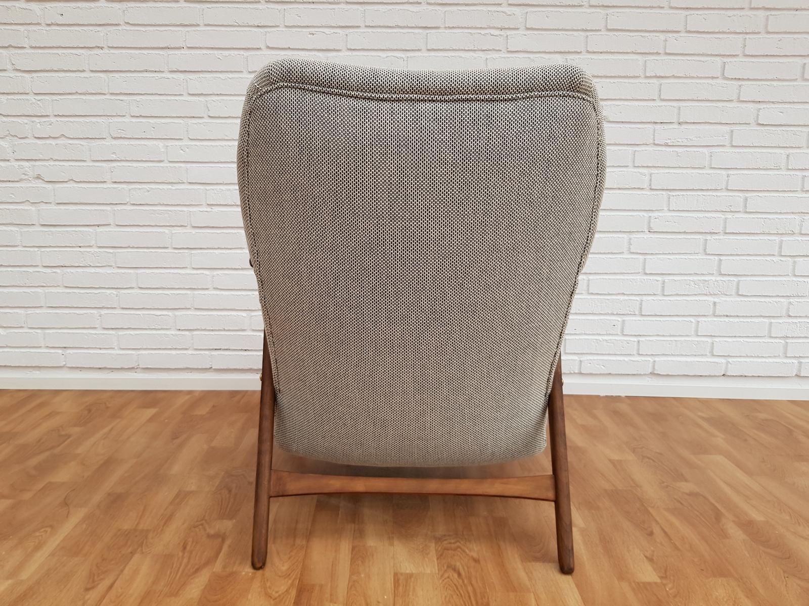 Scandinavian Armchair 1960s-1970s, Wool, Completely Restored 1