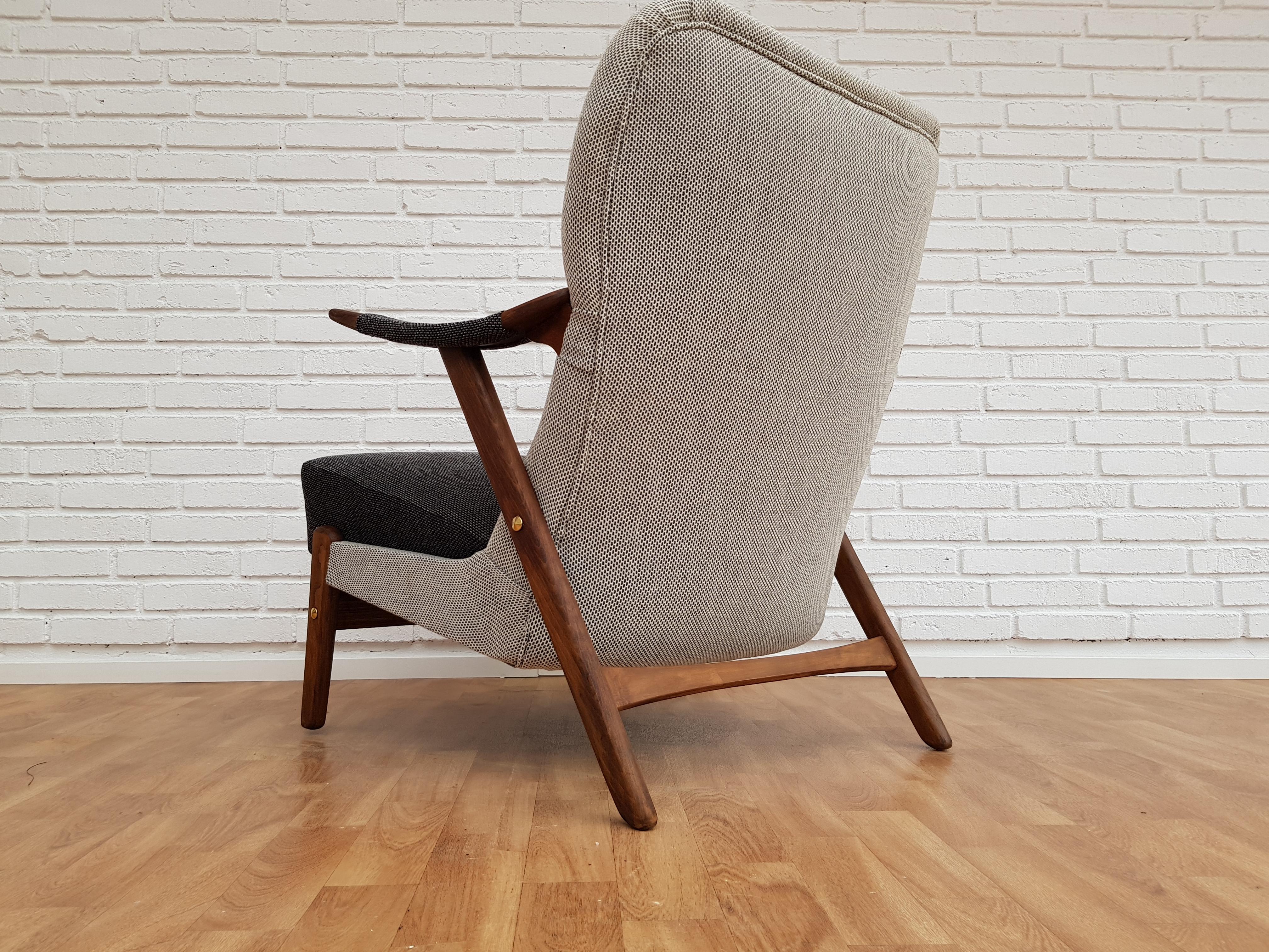 Scandinavian Armchair 1960s-1970s, Wool, Completely Restored 2