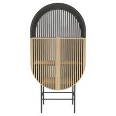 Scandinavian Designer Black Natural Wood Cabinet Dry Bar
