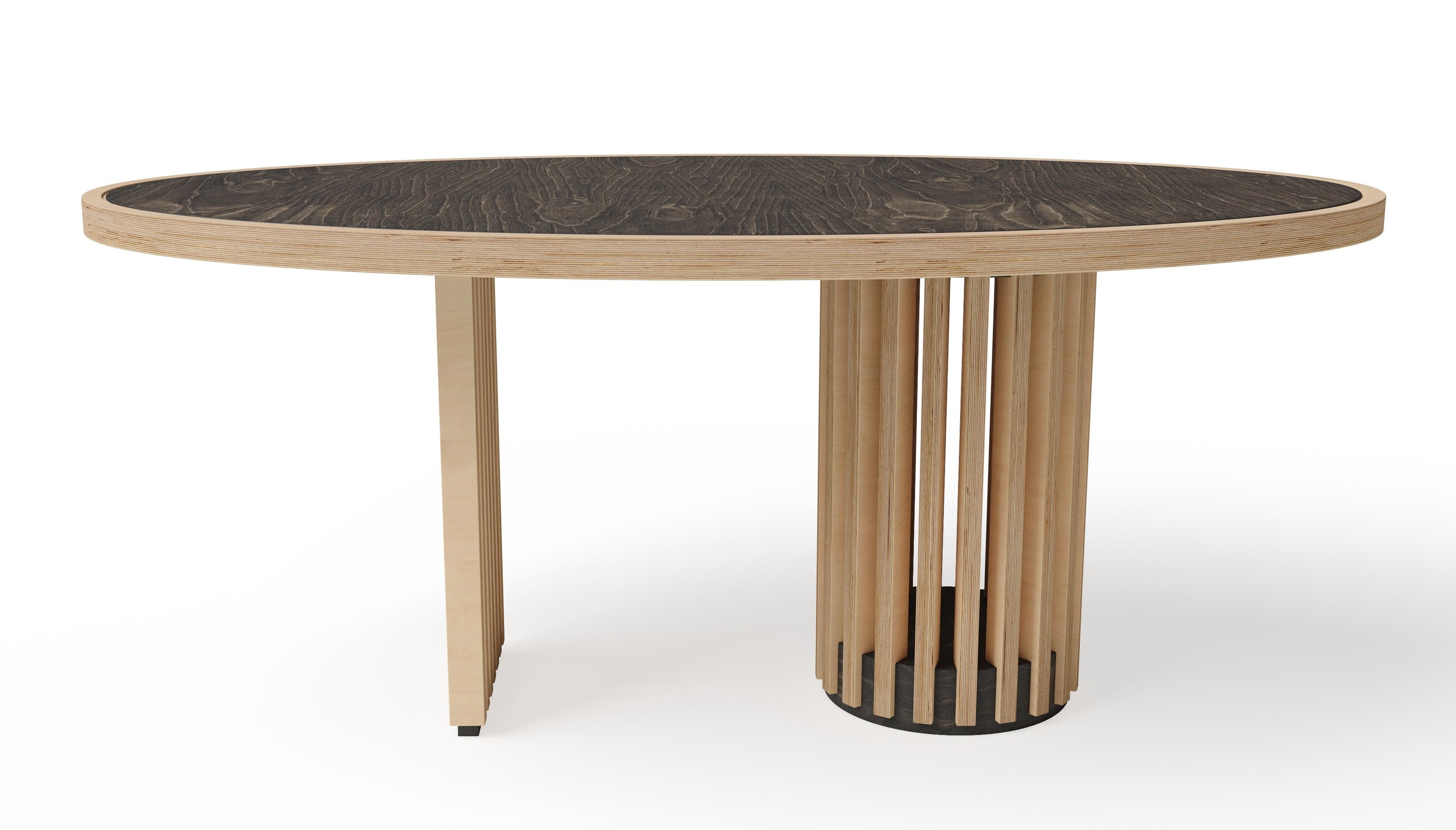 Danish Scandinavian Designer Black Wood Oval Dining Table For Sale