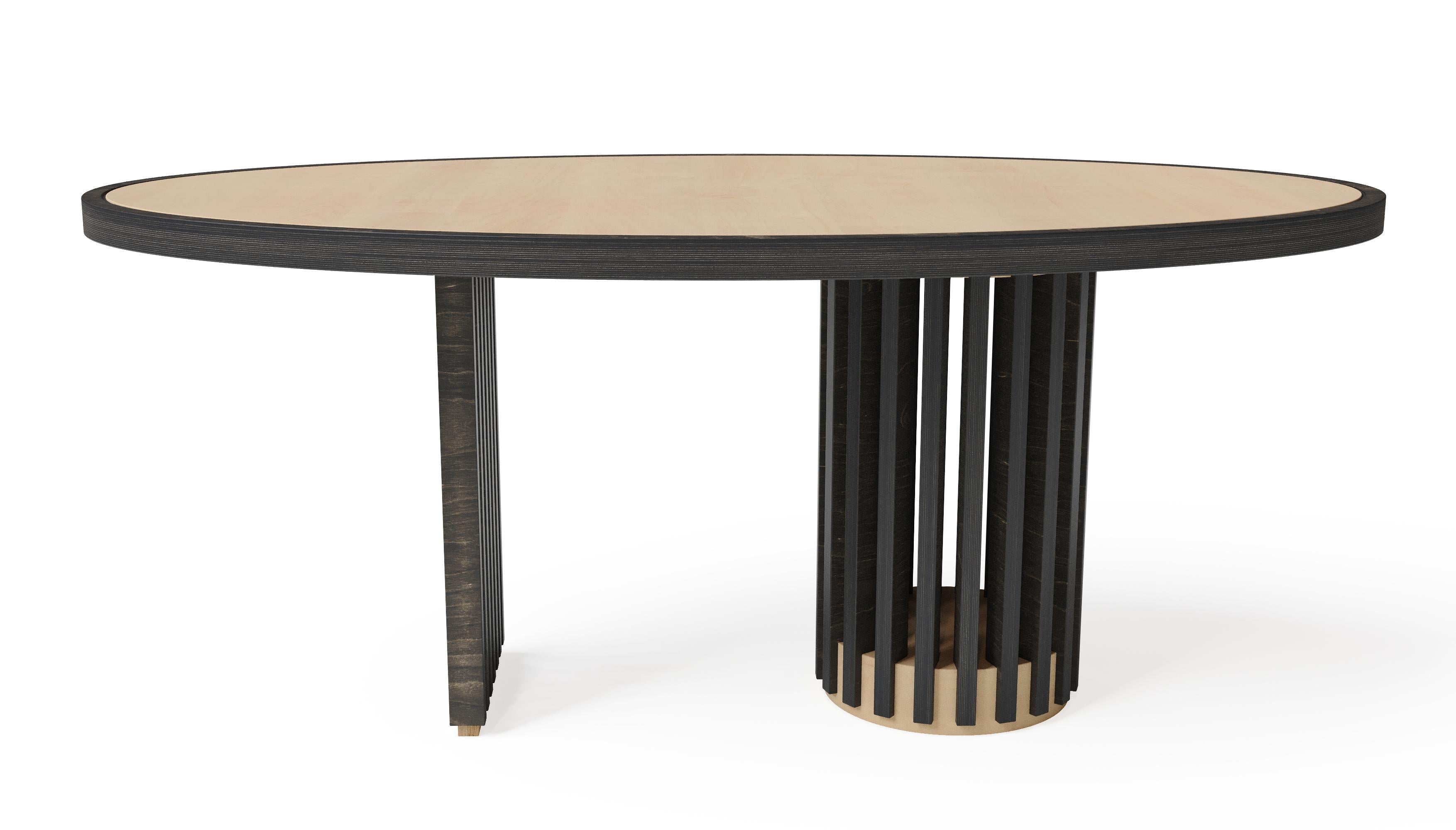 Scandinavian Designer Black Wood Oval Dining Table In New Condition For Sale In Paris, FR