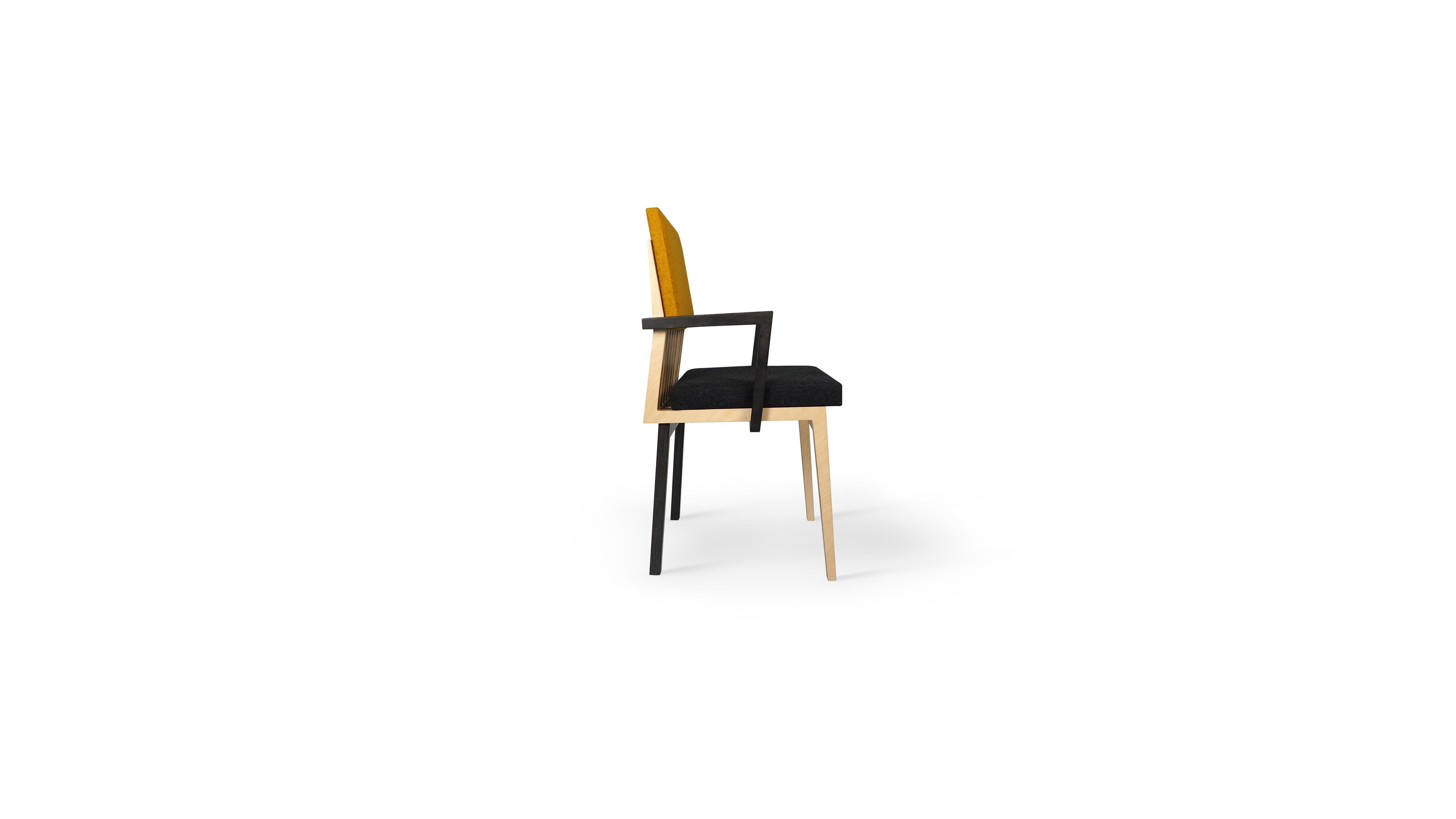 Danish Scandinavian Designer Black Yellow Dining Arm Chair For Sale