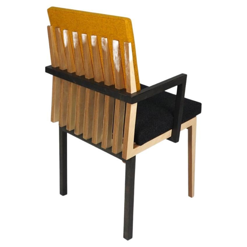 Scandinavian Designer Black Yellow Dining Arm Chair For Sale