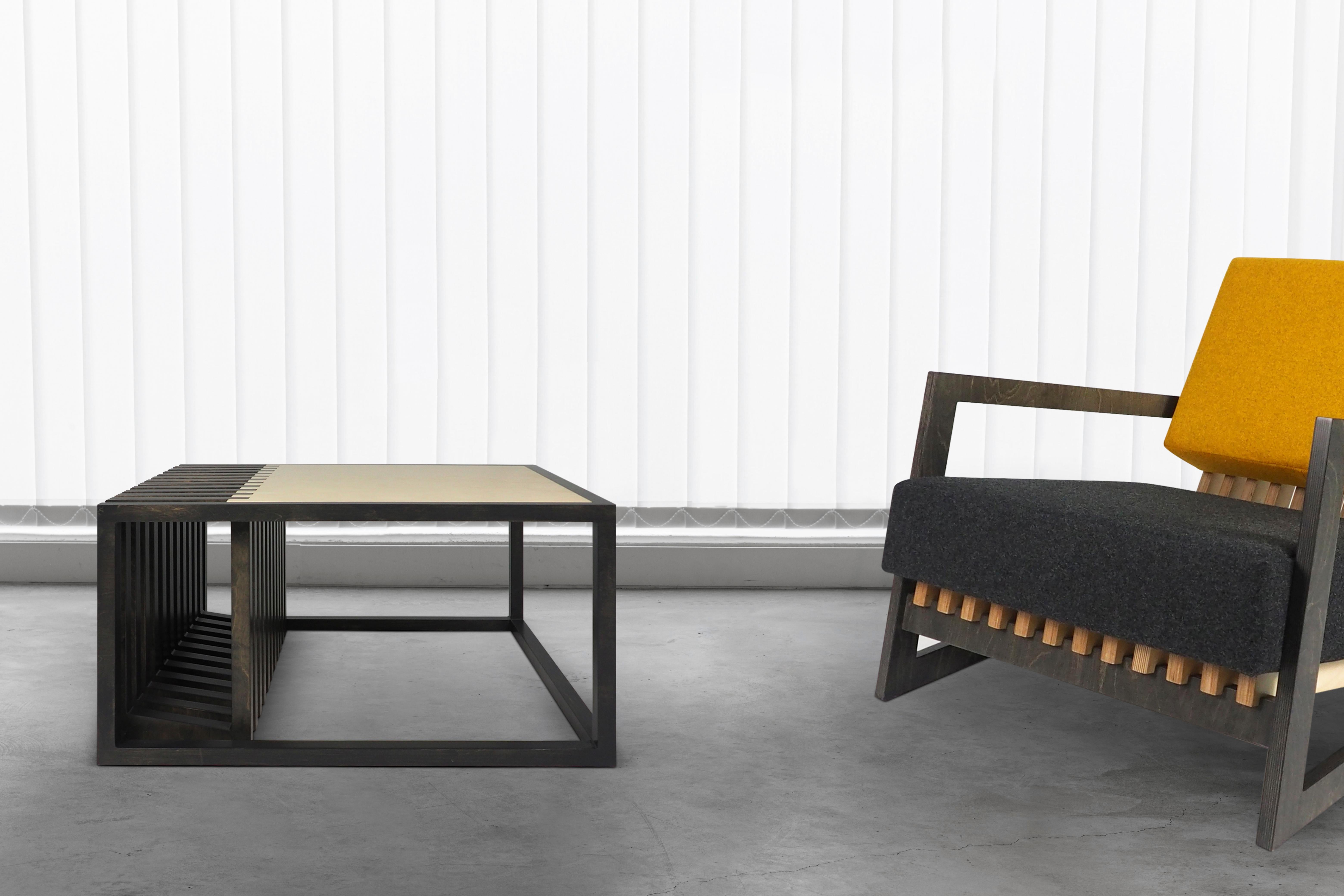 Scandinavian Designer Black Yellow Lounge Chair For Sale 3