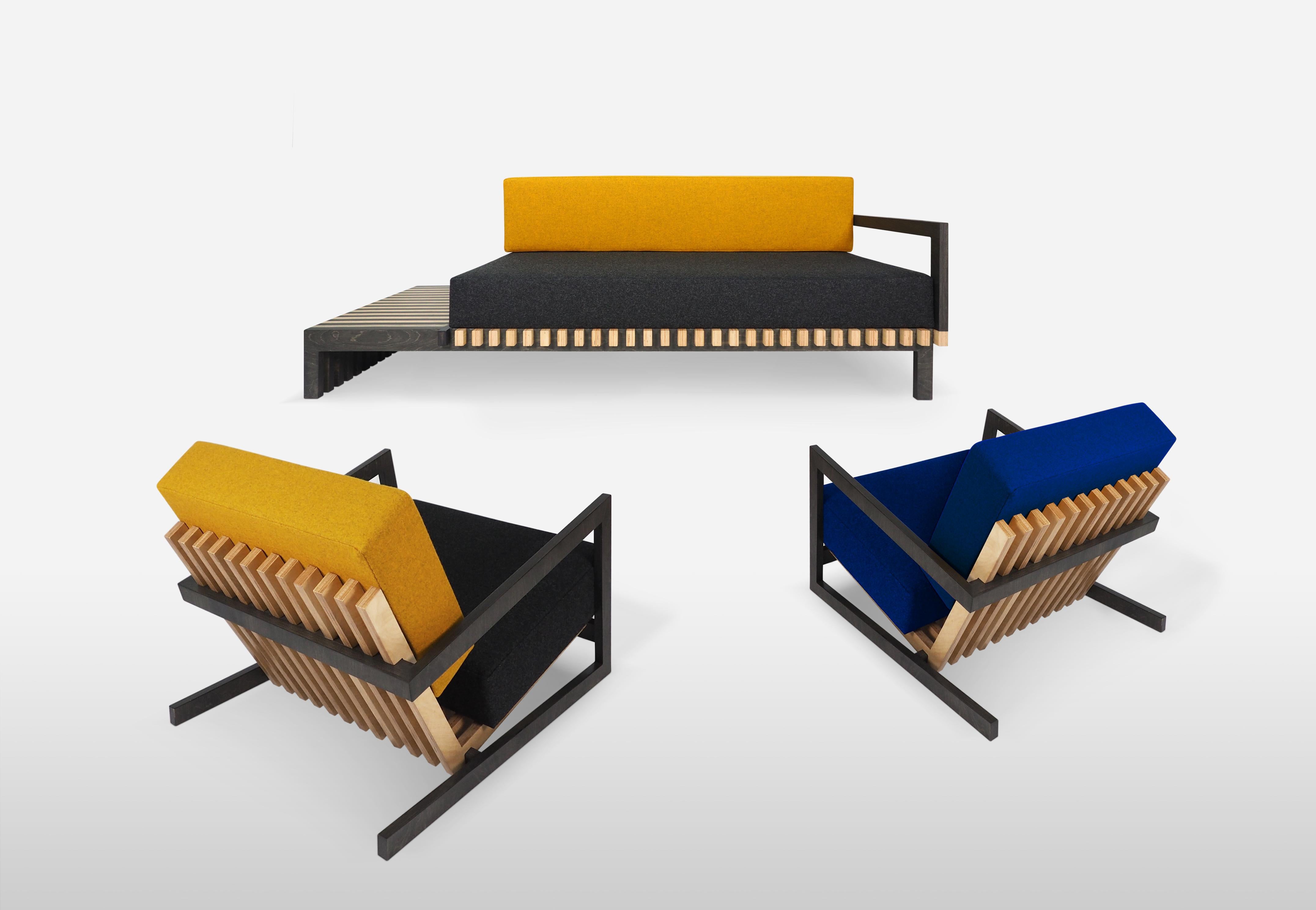 Scandinavian Designer Black Yellow Lounge Chair For Sale 4